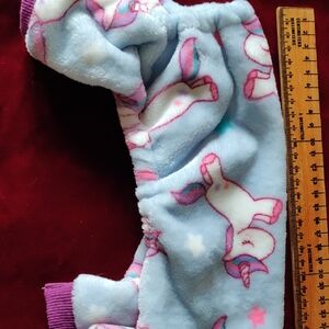 Plush Unicorn Print Fleece Pants - Light Blue & Pink
